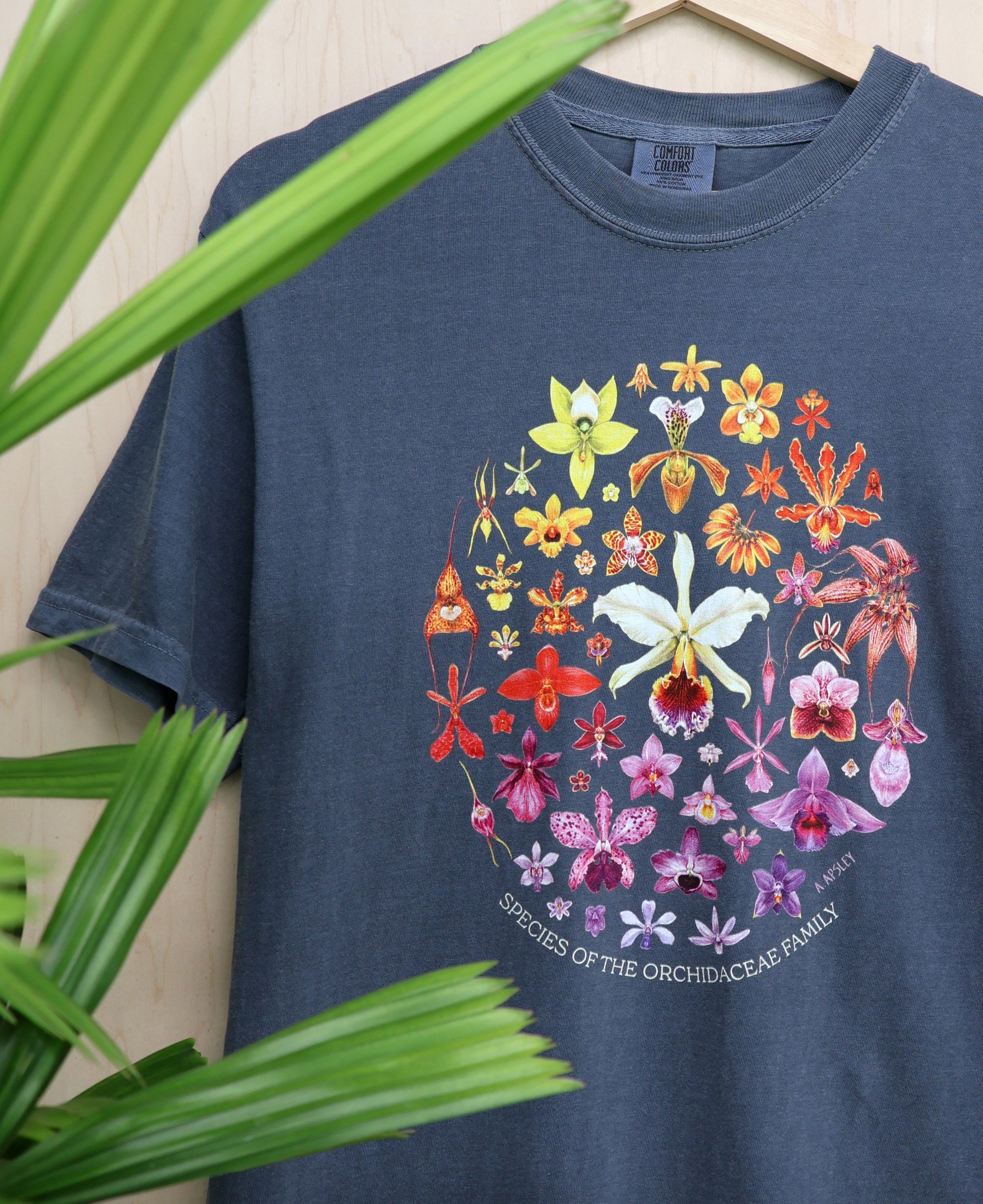 トップス everyone ABCD FLEURS FLORAL PAINTING TEE Orchid Flowers T-Shirt – Aaron Apsley Artwork
