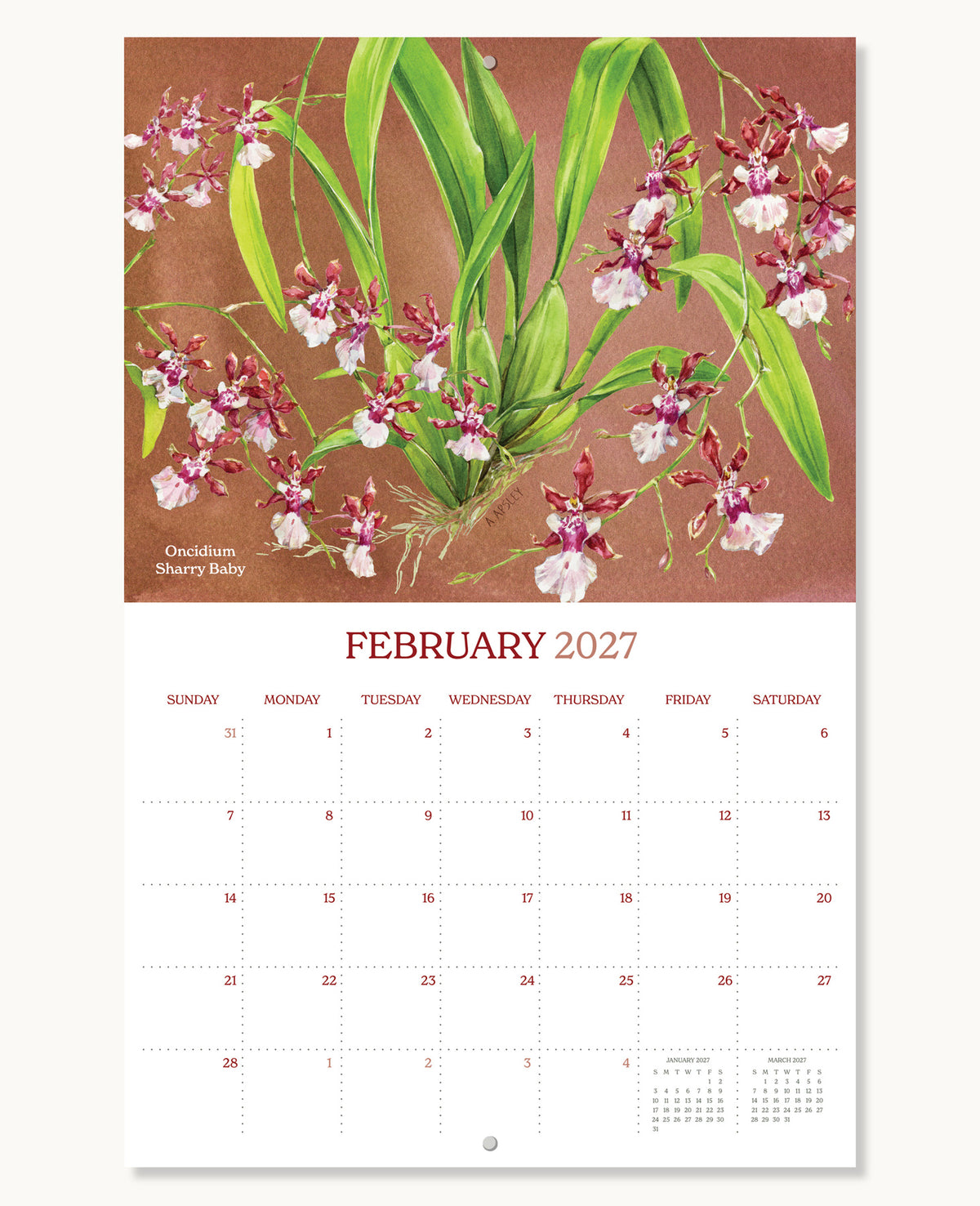 2027 Orchid Wall Calendar